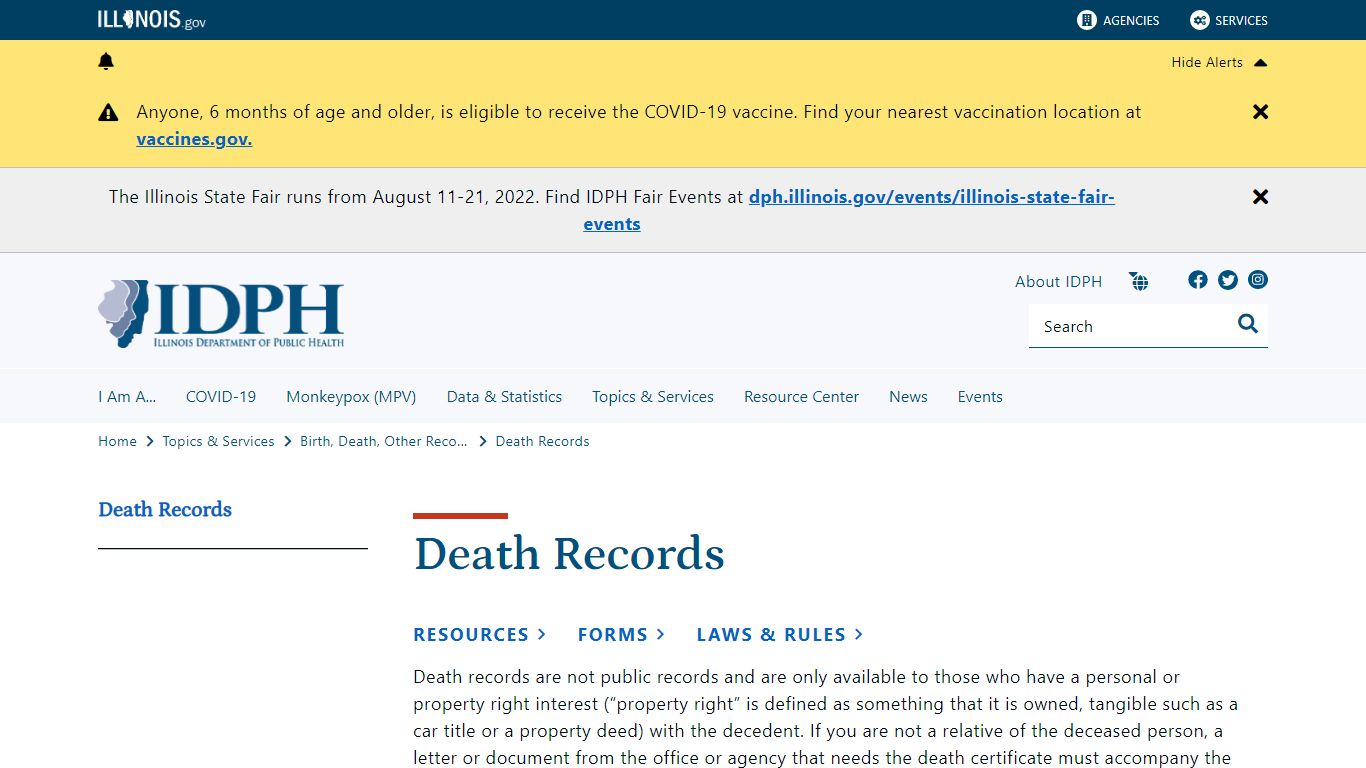 Death Records - Illinois