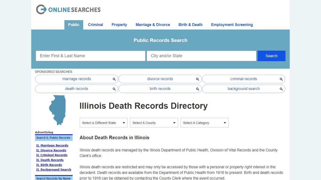 Illinois Death Records Search Directory