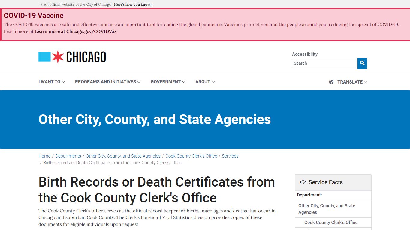 City of Chicago :: Birth Records or Death Certificates ...